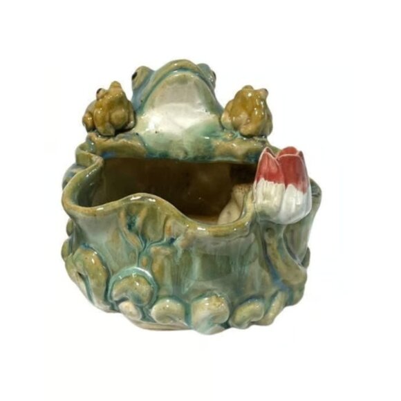 Green Glazed Frog Planter Pot - Picture 14 of 14